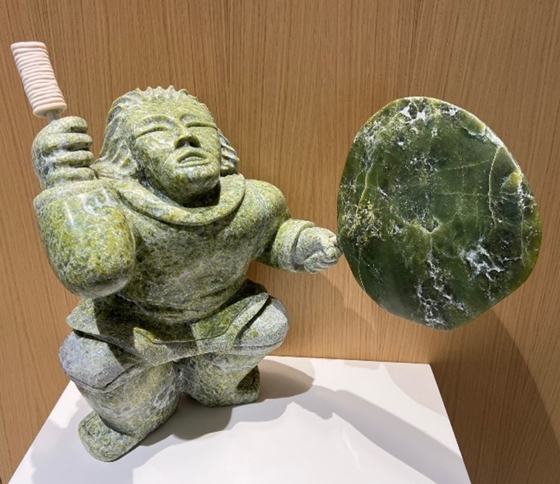 Drum Dancer 2012, sculpture by Nunavut artist, Archie Ishulutak.