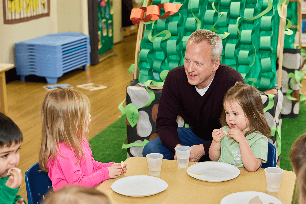 CEO Paul Thompson speaking to children