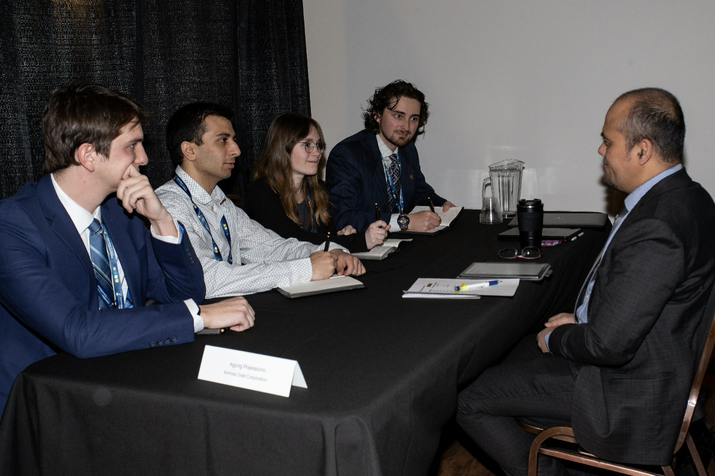 Students present their proposals to Agung during the Challenge